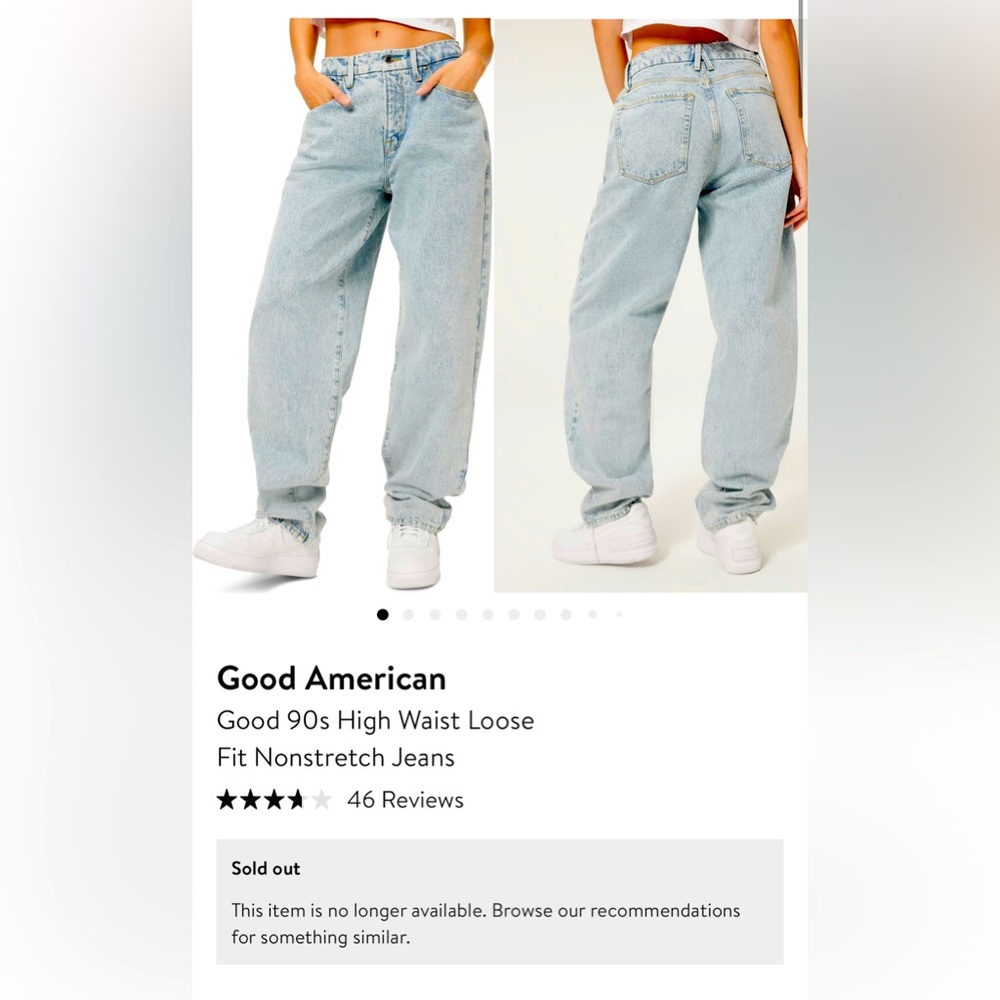 Good America Good 90s High Waisted Loose nonstretch Jeans *New with tags